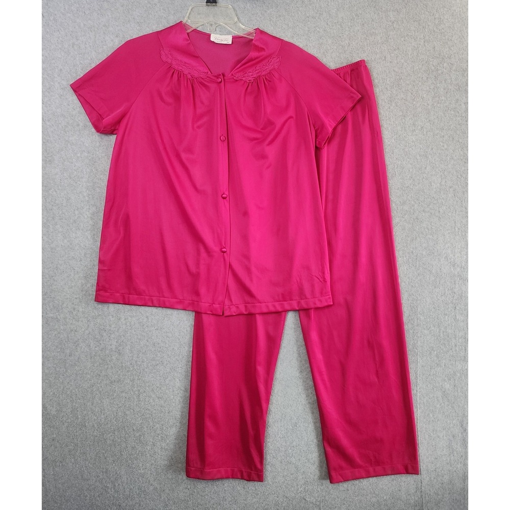 Vanity‎ Fair Pajama Set Womens Medium Pink 2 Piece Sleepwear Loungewear